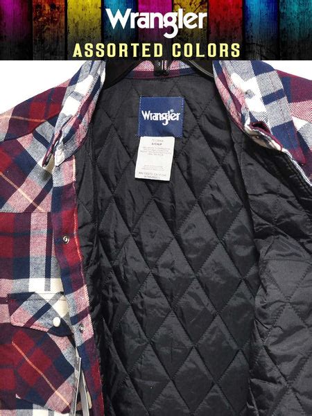 Assorted Wrangler Authentics Mens Long Sleeve Quilted Lining Flannel S