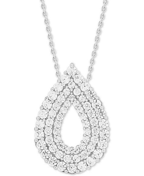 Macys Diamond Multi Layer Teardrop 18 Pendant Necklace 1 Ct Tw