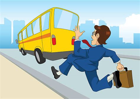 Royalty Free Running To Catch Bus Clip Art Vector Images