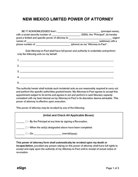 Free New Mexico Power Of Attorney Forms Pdf