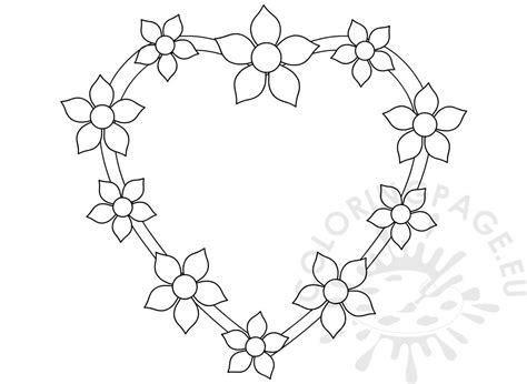 Heart with flowers design template | Coloring Page