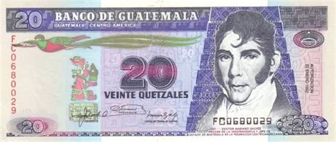 Billete 20 Quetzales 1989 1992 Guatemala Valor Actualizado Foronum