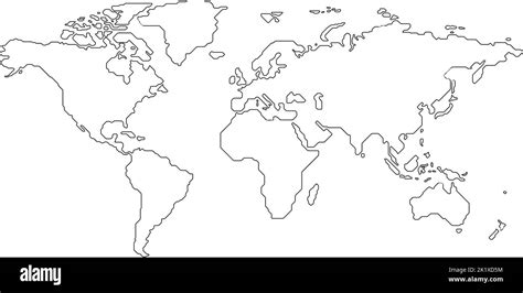 World Map Black And White Stylized Outlined Vector World Map Stock