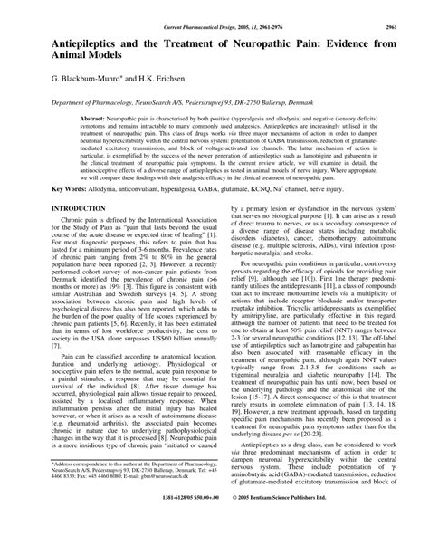 Pdf Antiepileptics And The Treatment Of Neuropathic Pain Evidence