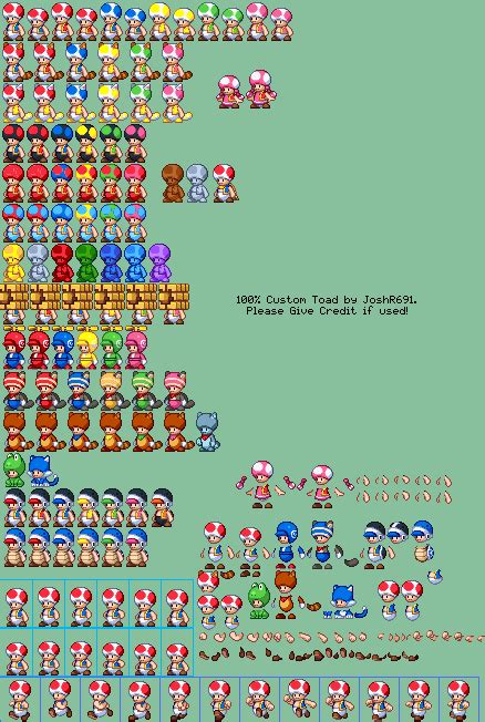 The Spriters Resource Full Sheet View Mario Customs Toad