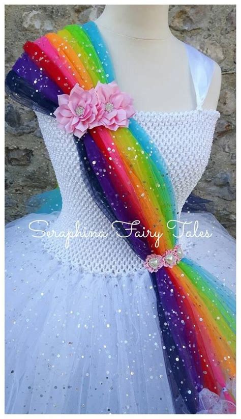 Girls Rainbow Tutu Dress Costume Lined Sparkly White And Etsy Tutu