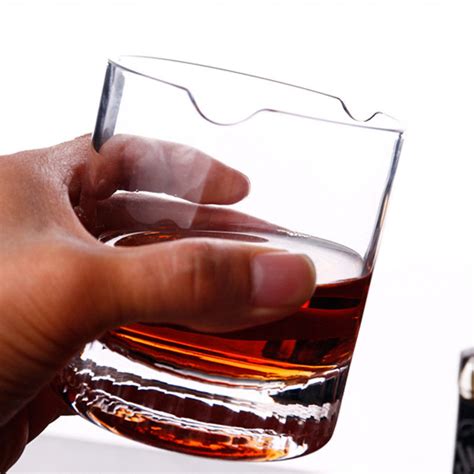 260ml Old Fashioned Whiskey Glass Indented Cigar Rest Whiskey Shot Glasses