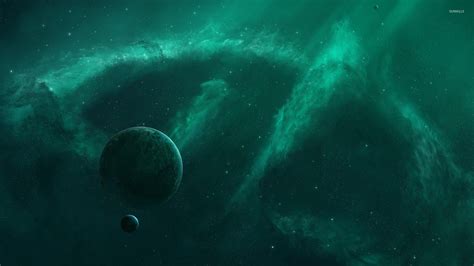 Green Nebula Surrounding The Planet Wallpaper Space Wallpapers 53896