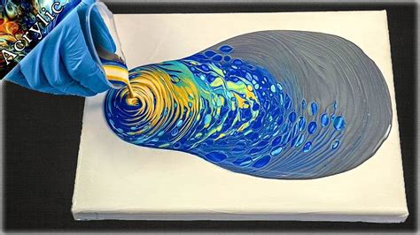Acrylic Pour Painting Swirl Technique Using Four Colours Acrylic