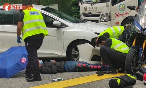 28 Year Old Motorcyclist Taken To Hospital After Accident With Car In Hougang