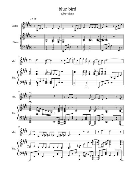 blue bird sheet   piano violin solo musescorecom