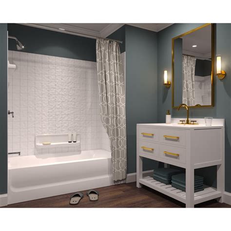 Mating tile walls with a fiberglass or acrylic shower pan is not only possible but it is a common practice. Swan 32 in. x 60 in. x 59.6 in. 5-Piece Easy Up Adhesive ...