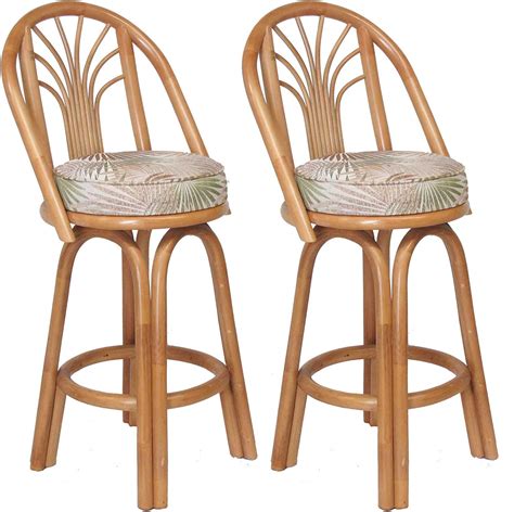 Assembled In Usa Rattan Bar And Counter Stools Set Of 2