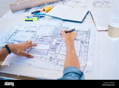 Architect Sketching Planning Or Drawing An Architectural Design Plan