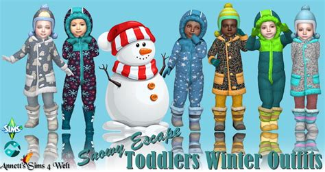 Snowy Escape Toddlers Winter Outfit At Annetts Sims 4 Welt Sims 4