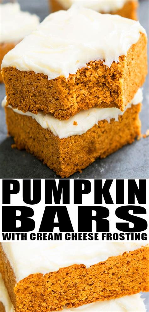 Beat with a mixer at medium speed until well blended. PUMPKIN BARS RECIPE- With cream cheese frosting. Quick ...