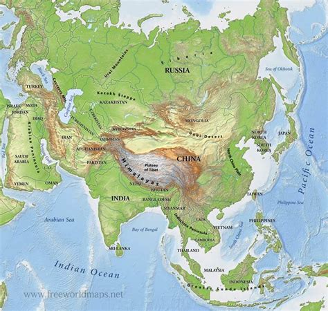 Asia Physical Map Freeworldmaps Net Riset Sexiz Pix