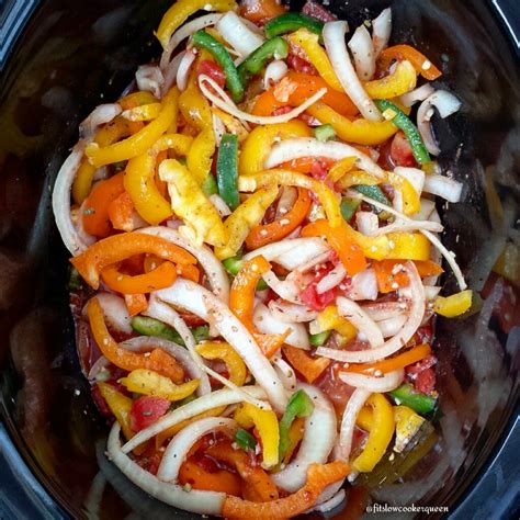 Served on a hoagie roll or over pasta or polenta. Slow Cooker Sausage, Onion & Peppers - Fit Slow Cooker Queen