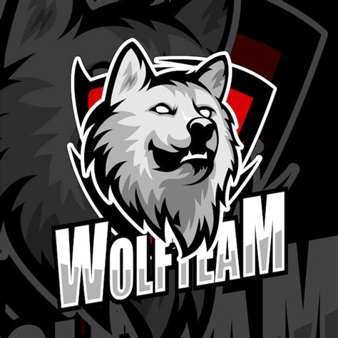 Esports Gaming Logo Badge Wolf Team Vector Premium