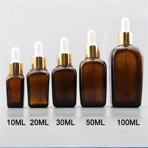Din18 20ml Square Amber Glass Bottle 20ml Amber Rectangular Essential