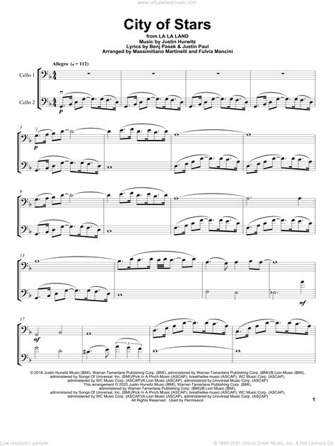Mr And Mrs Cello City Of Stars From La La Land Sheet Music For Two