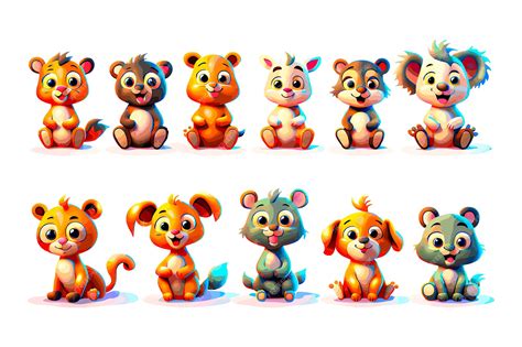 Premium Vector Colorful Set Of Baby Cartoon Animals Characters