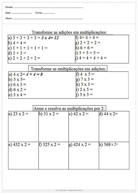 Prova De Matematica 4 Ano Multiplicação E Divisão Edupro
