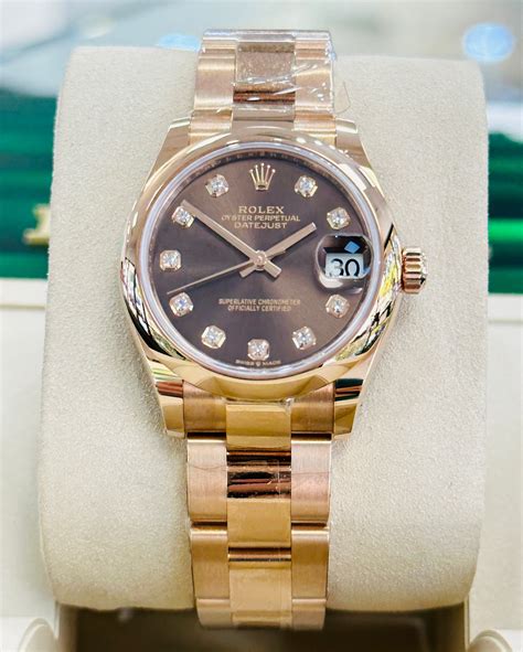 Rolex Datejust 31mm 278245 18k Rose Gold Factory Chocolate Diamond Dial