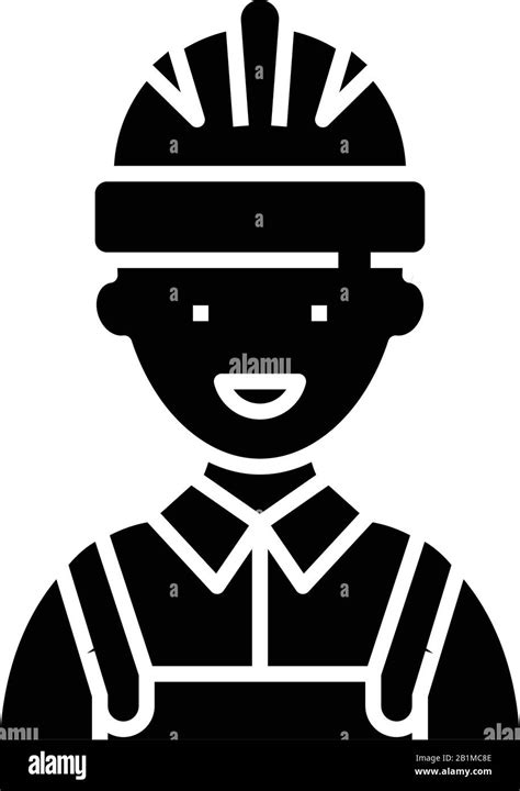 Builder Black Icon Concept Illustration Vector Flat Symbol Glyph