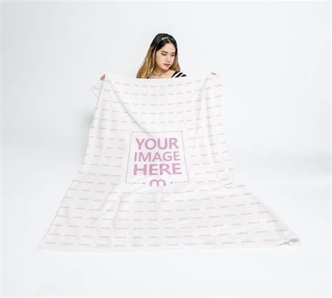 Mockup Of A Woman Sitting With Her Blanket Mediamodifier