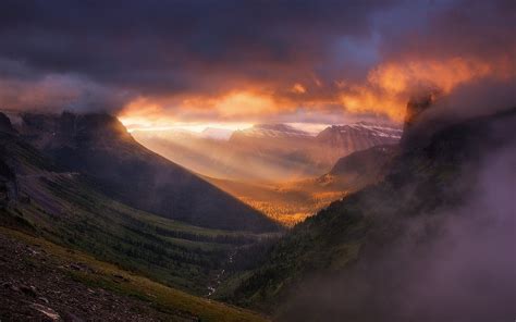 Landscape Nature Glacier National Park Sunrise