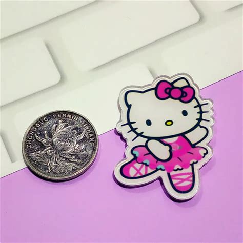 no 251 1pcs hello kitty cat icon badges for clothing acrylic brooches backpack bags decoration