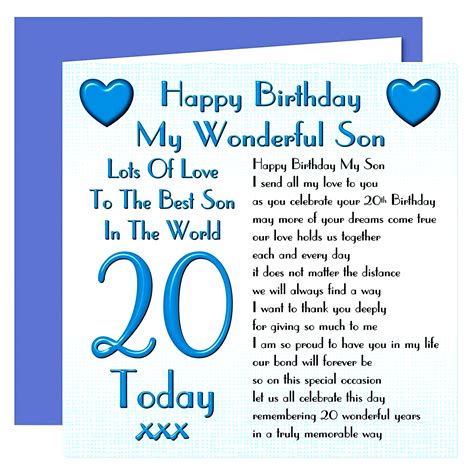 Happy Birthday Son Card In 2020 Birthday Wishes For Son Happy 20th