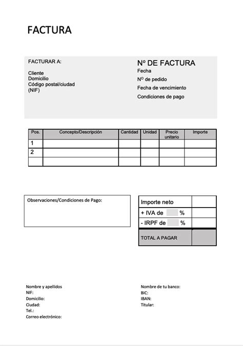 Plantilla De Factura Simple Con Excel Obed Alvarado