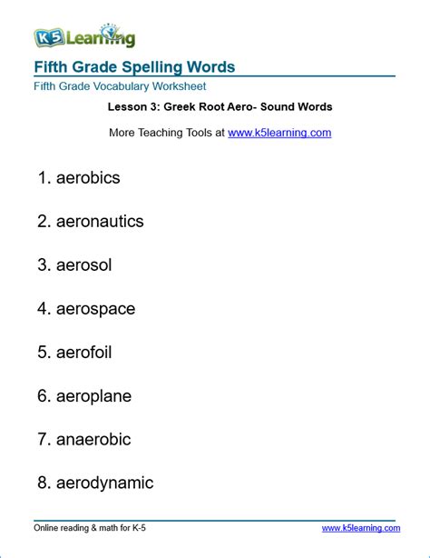 Grade 5 Vocabulary Worksheets Printable And Organized By Subject K5