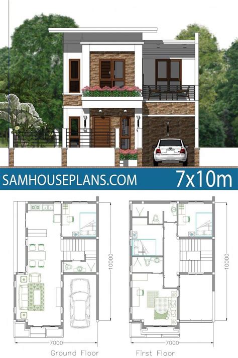 Home Plan 7x10 Meter 4 Bedrooms Sam House Plans Tophomeinteriors