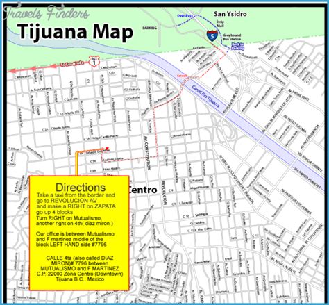 Tijuana Mexico Map Travelsfinderscom
