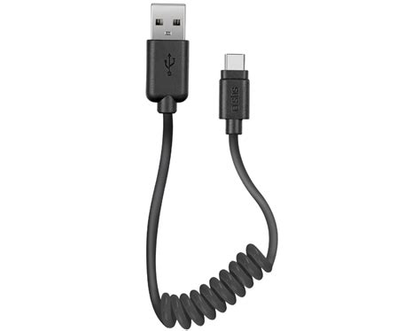 SBS Spiral Kabel USB A Auf USB Typ C 0 5 M Schwarz