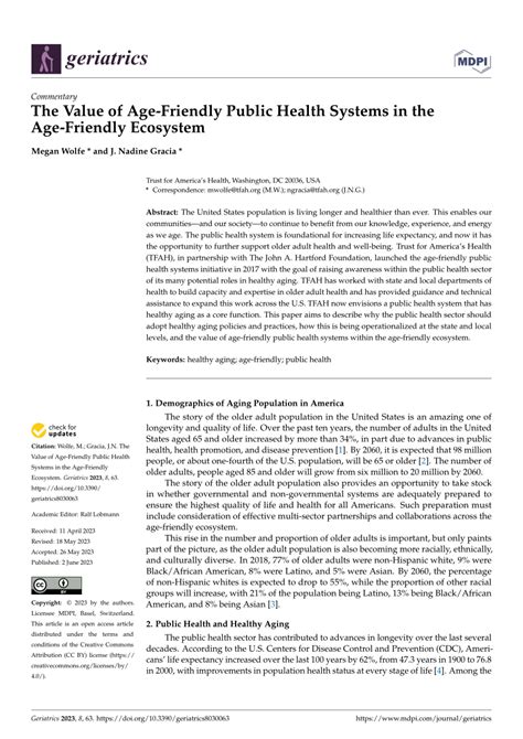 Pdf The Value Of Age Friendly Public Health Systems In The Age