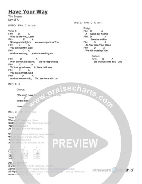have your way chords pdf vineyard worship praisecharts