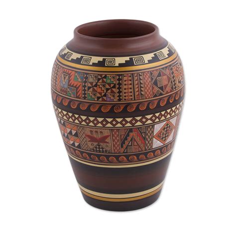 Inca Motif Ceramic Decorative Vase From Peru Secrets Of Ollantaytambo