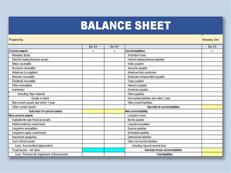 Balance Sheet Template Xls Database