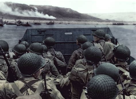 Colorized By Me American Troops Approaching Omaha Beach D Day 1944