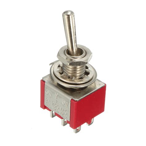 Red Miniature Toggle Switch Dpdt On Off On Pins Position A Vac A Vac Sale