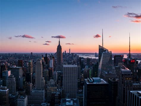 Desktop Wallpaper Cityscape Evening Buildings New York Hd Image