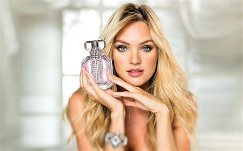 Candice Swanepoel Women Blonde Long Hair Look Blue Eyes Perfume