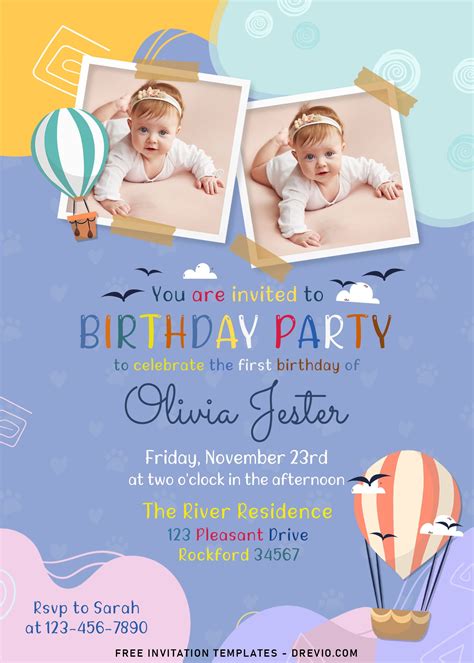 8 Adorable Hot Air Balloon Birthday Invitation Templates For Your Kid
