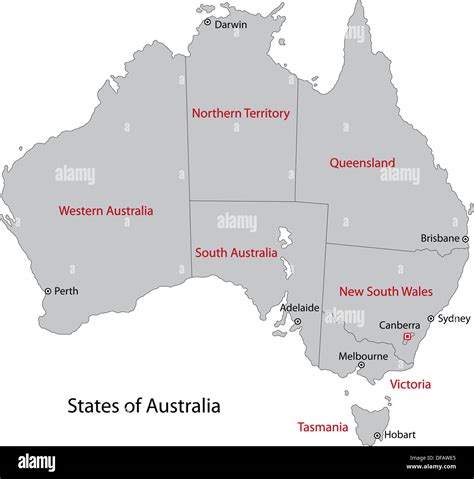 Gray Australia Map Stock Photo Alamy