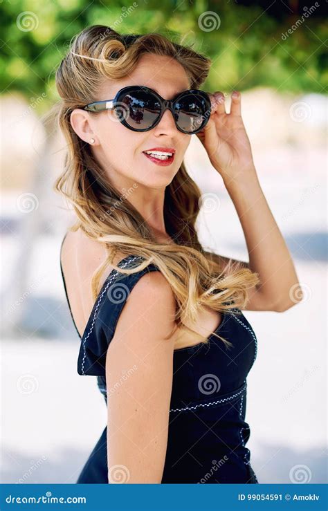 Beautiful Blonde Woman With Sunglasses Stock Image Image Of Bright