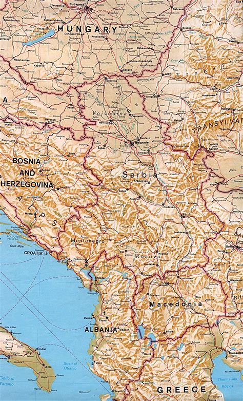 Grande Mapa Político De Serbia Y Macedonia Con Alivio Carreteras